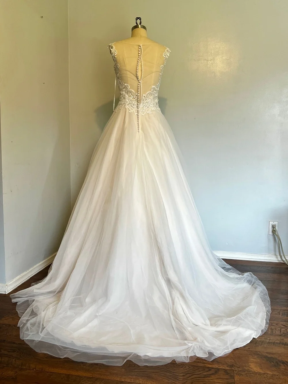Blush Lace A-Line Wedding Dress